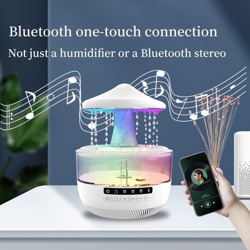 New Bluetooth speaker, Cloud raindrop aroma diffuser, seven-color ambient light, remote control, timed essential oil aroma diffuser and humidifier