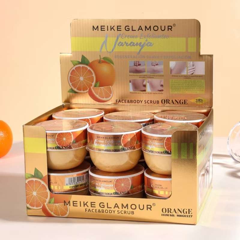 MEIKE GLAMOUR橙子身体/面部磨砂膏去角质滋润保湿身体护理天然植物香氛250ml磨砂膏