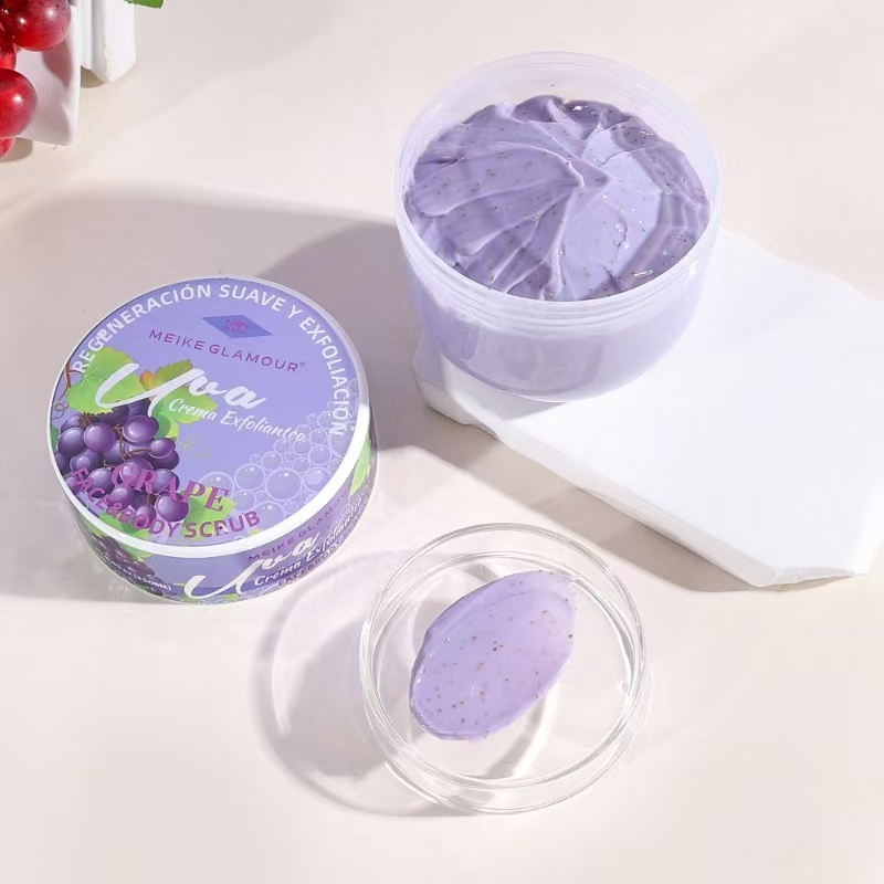 MEIKE GLAMOUR葡萄身体/面部磨砂膏去角质滋润保湿身体护理天然植物香氛250ml磨砂膏白底实物图