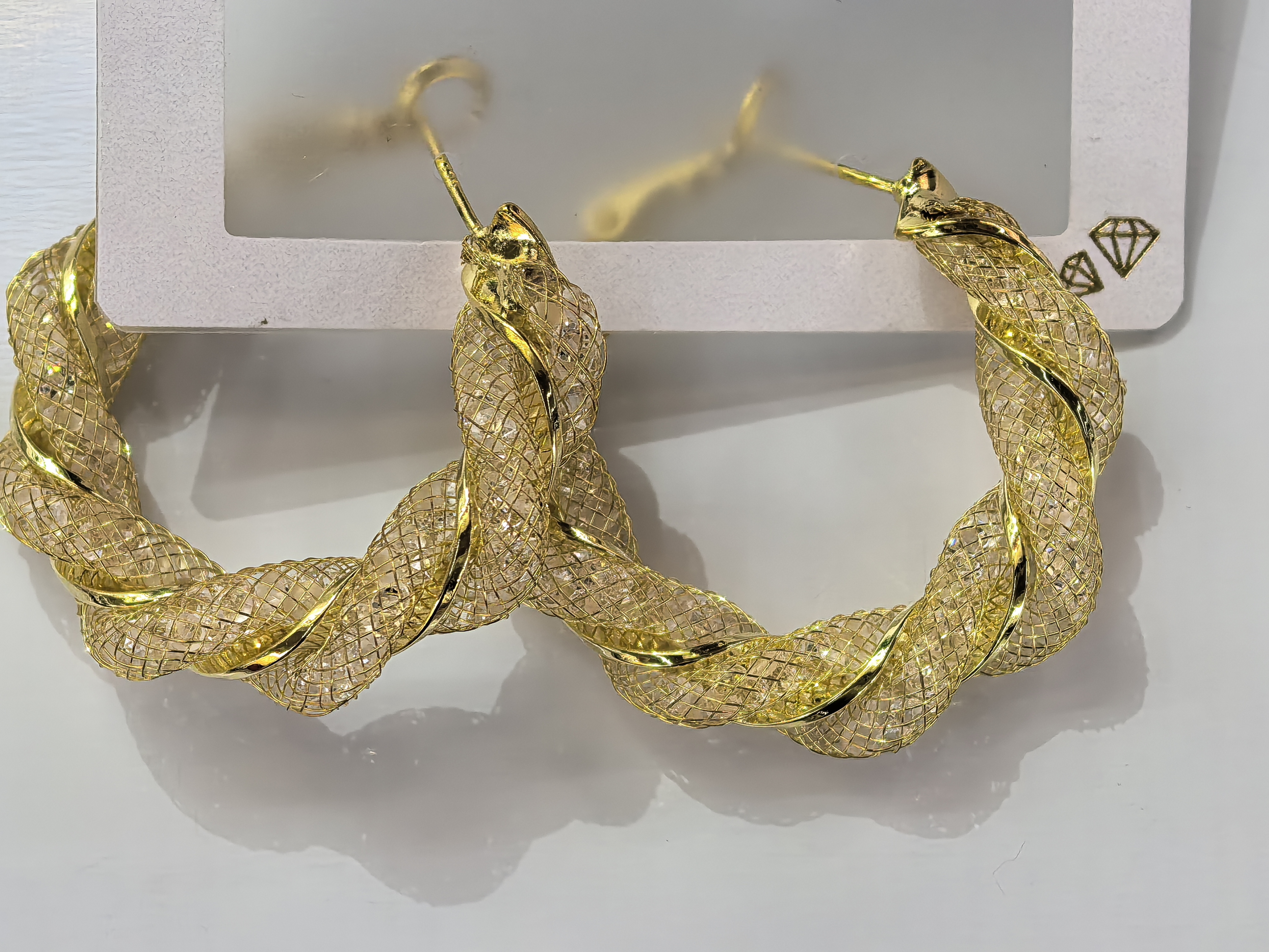 金丝网耳环网状水钻耳环新款时尚款式最新款