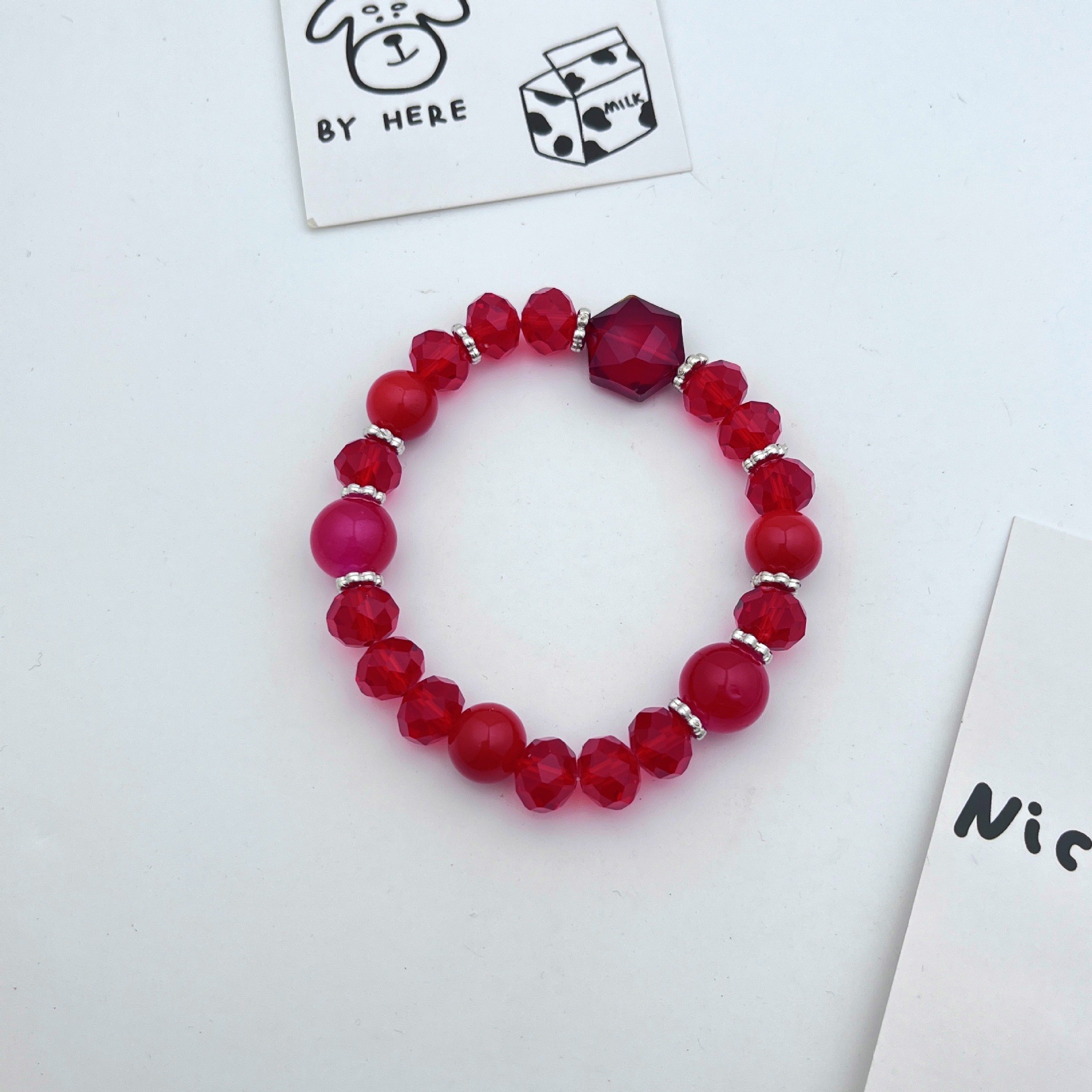 Cross-border simple hexagonal cut crystal beaded acrylic beaded necklace, resin colored beaded personalized bracelet Item Picture