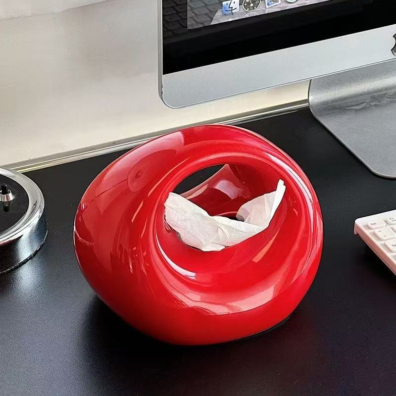 A popular online celebrity with a high level of appearance, a beautiful floral tissue box, a household tissue box as a decorative item, a high-end living room tissue box, a high-end and light luxury ceramic cute tissue box, a household napkin box details Picture