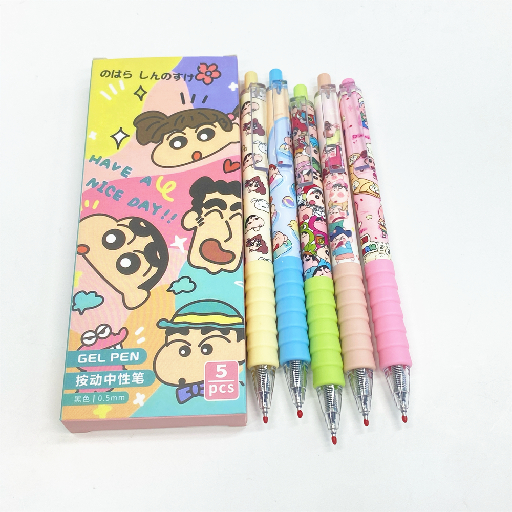 Cute Crayon Shin-chan fun problem-solving pen st Quick-drying smooth student press gel pen Black Pen Cartoon signature pen Specification drawing