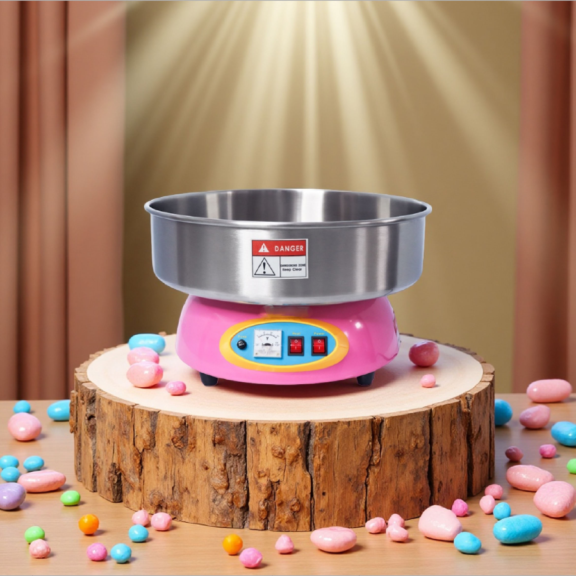 Commercial color sugar cotton candy machine, fully automatic electric fancy making cinema stall equipment MF09 fructose machine, food and beverage processing machinery Specification image