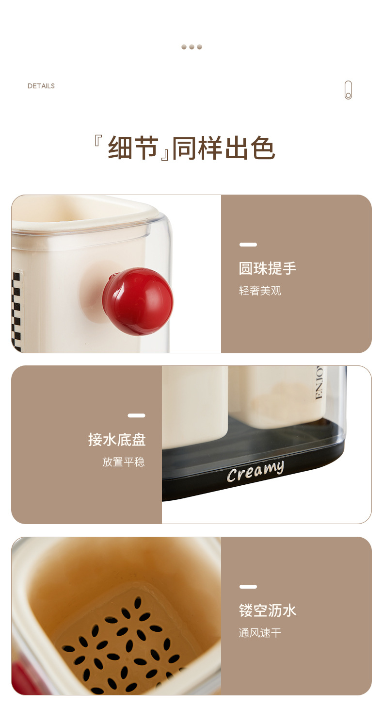 J06-6862 dopamine Light Luxury Chopstick Storage box, household plastic 筷笼 kitchen shelf, draining chopstick basket detail image 13