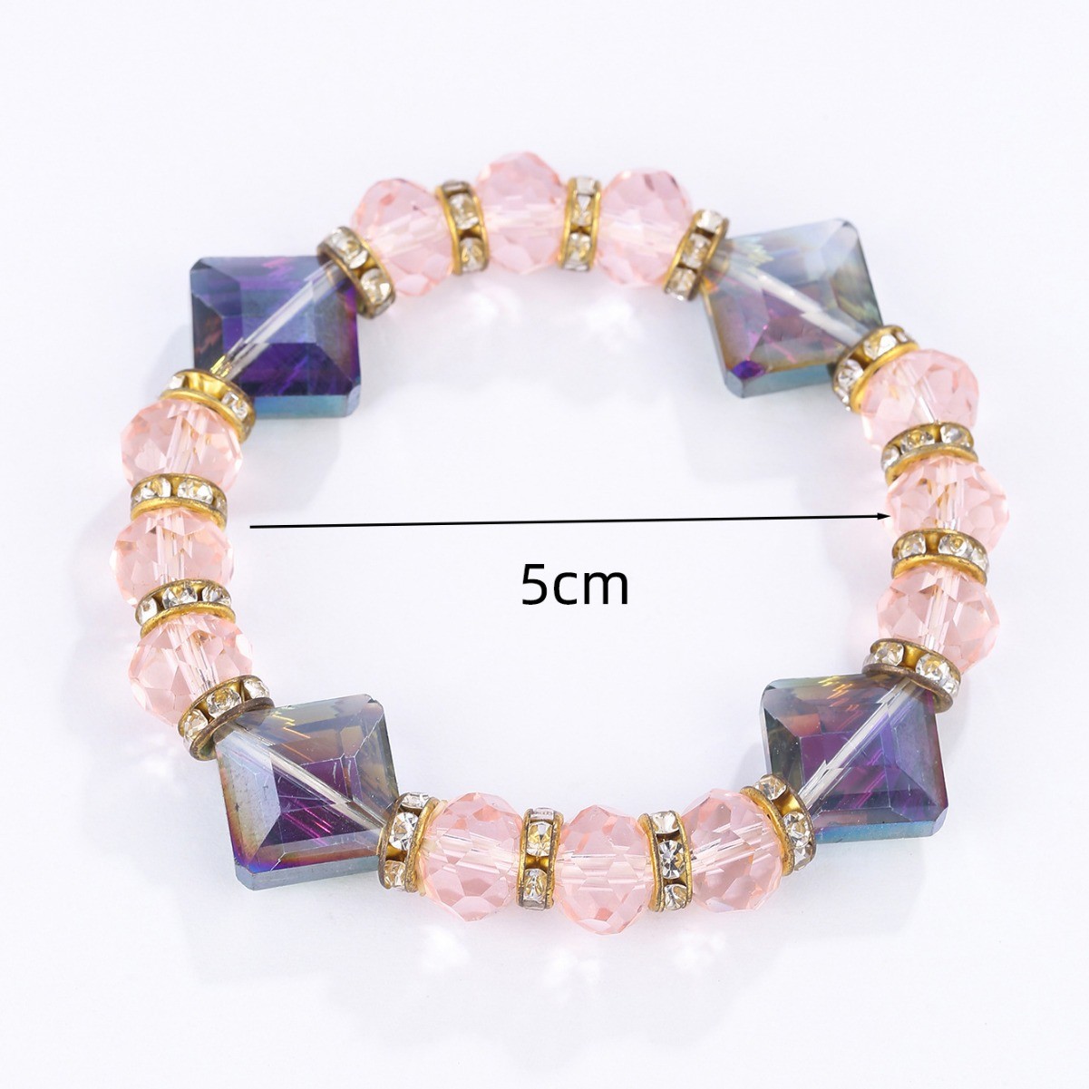 A fashionable and elegant diamond-encrusted leopard print dazzling crystal beaded bracelet for both men and women, sold directly from the factory Specification image