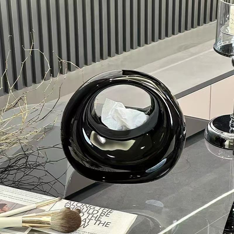 High-appeal online celebrity tissue box, household tissue box, decorative item, high-end living room, elegant tissue box, high-end light luxury ceramic, cute tissue box, household napkin box, tissue box, living room coffee table, high-end tissue box, creative high-end napkin collection details Picture
