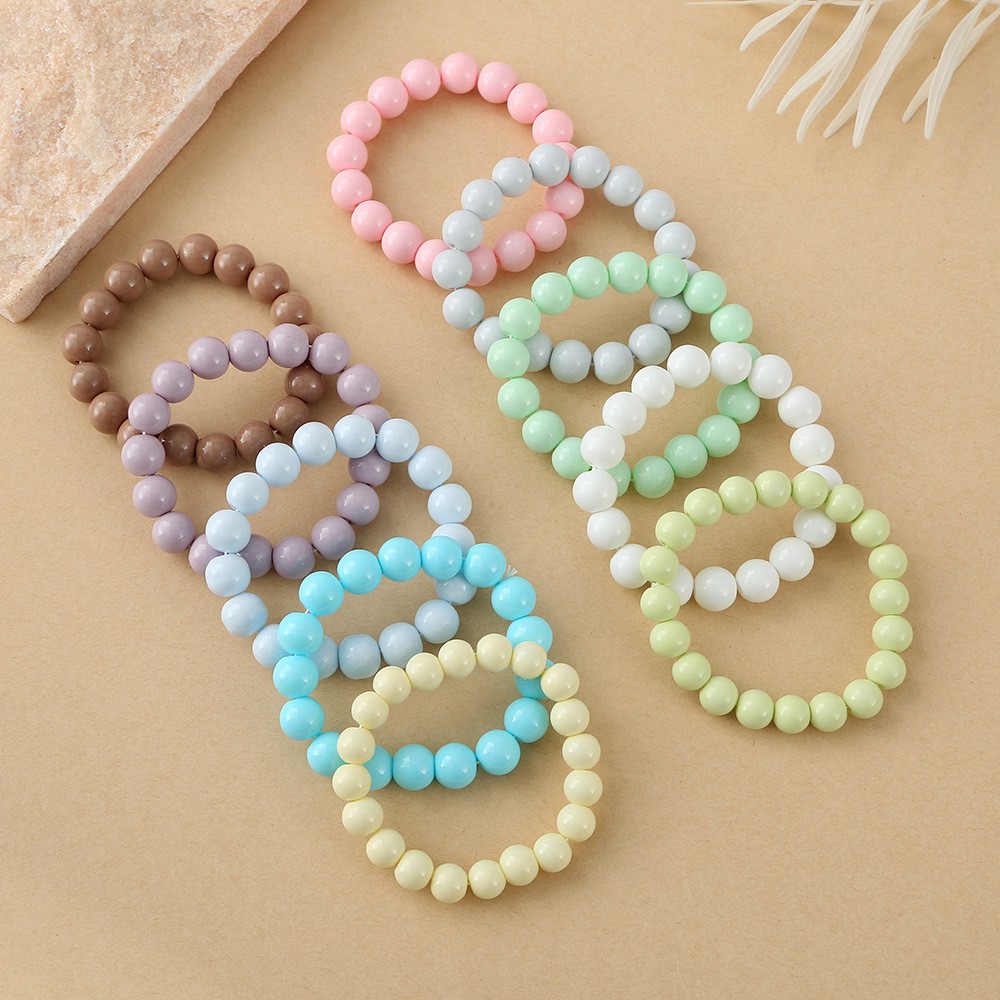 热销简约多色手串马卡龙彩珠手链仿菩提根手链渐变绕指柔手串产品图