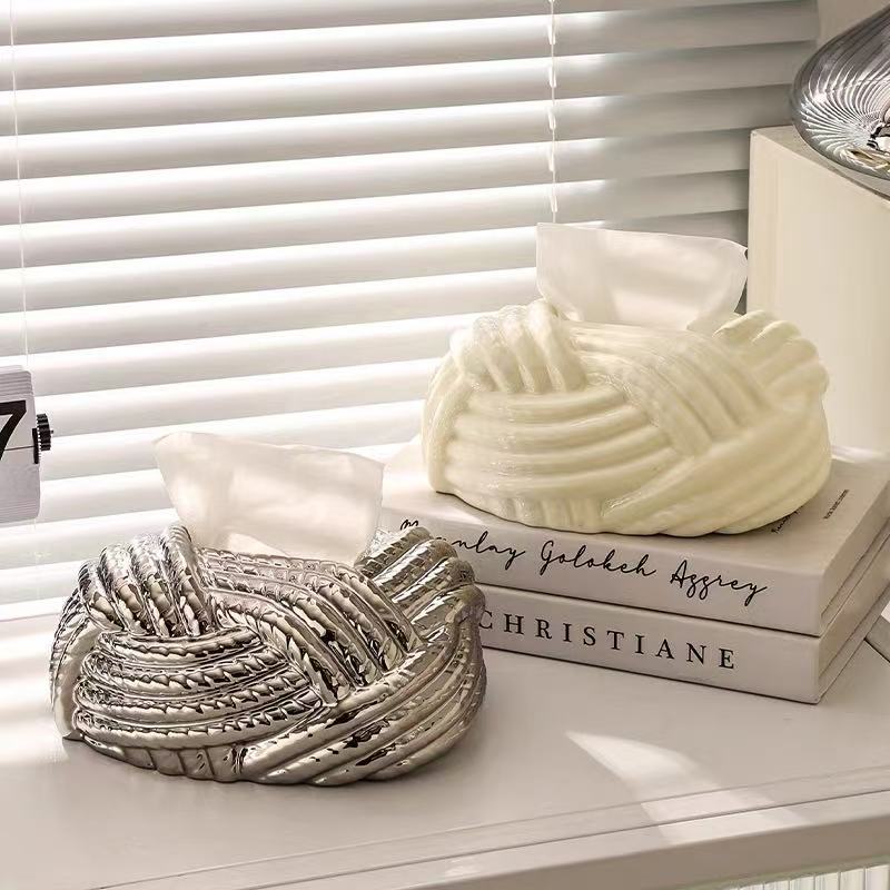 ins creative tissue box, high-end light luxury style for living room, high-end tissue box, high-end home coffee table, ceramic napkin box, high-end tissue box for living room coffee table, creative high-end napkin storage box, decorative item Specification drawing