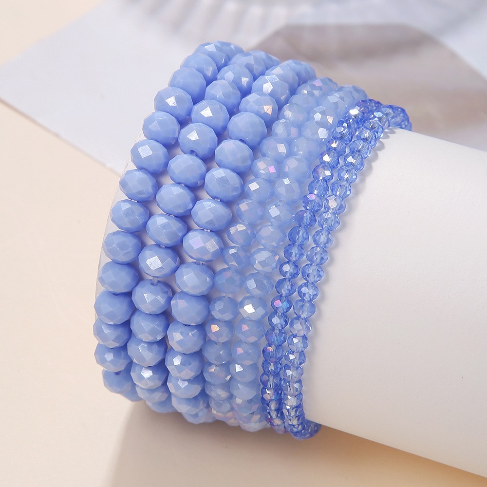 A set of 7 Bohemian-style simple cut colored crystal beaded bracelets for both men and women is selling well in the Middle East Item Picture