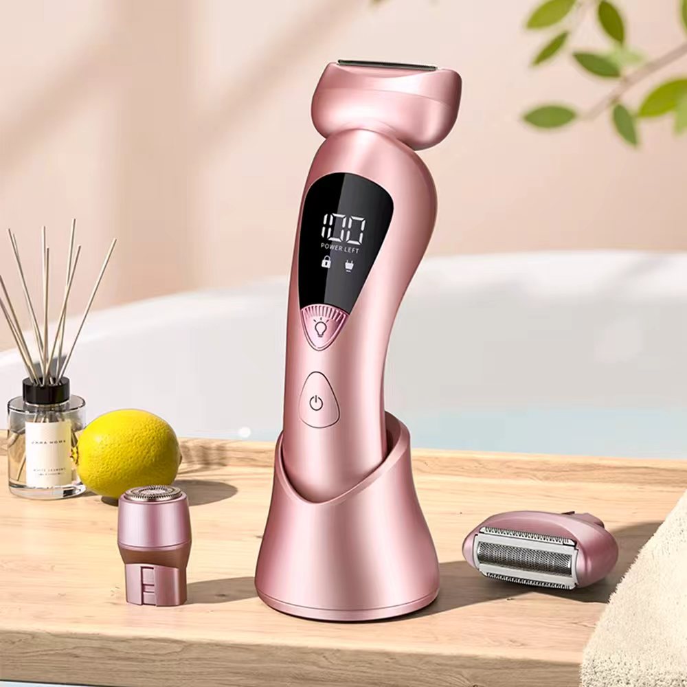 女式身体毛发修剪器充电无绳剃须刀LED电动女式毛发修剪器
