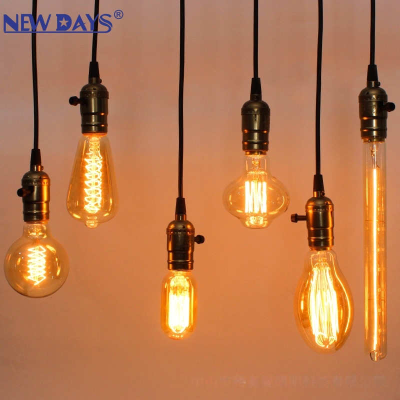 NEWDAYS品牌跨境新款爱迪生钨丝灯泡可调光led老式E27螺口复古怀旧台灯暖光球泡led火焰头
