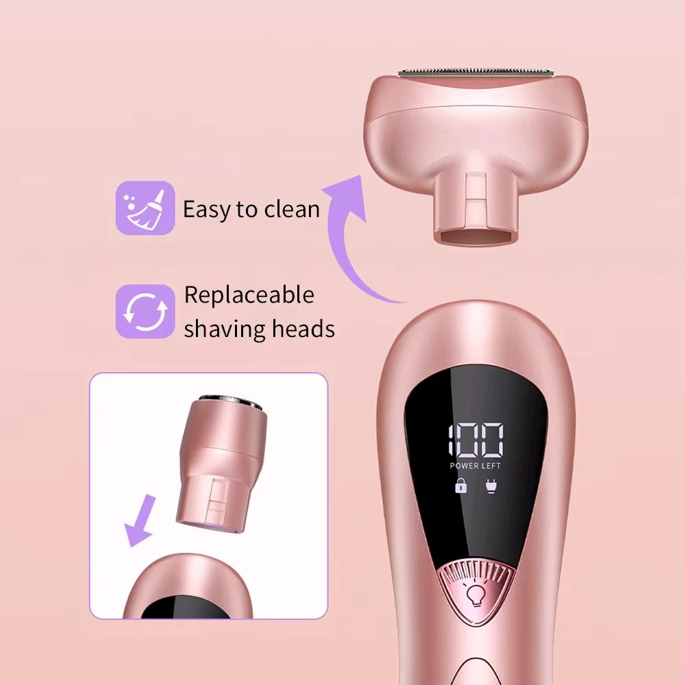 女式身体毛发修剪器充电无绳剃须刀LED电动女式毛发修剪器详情4
