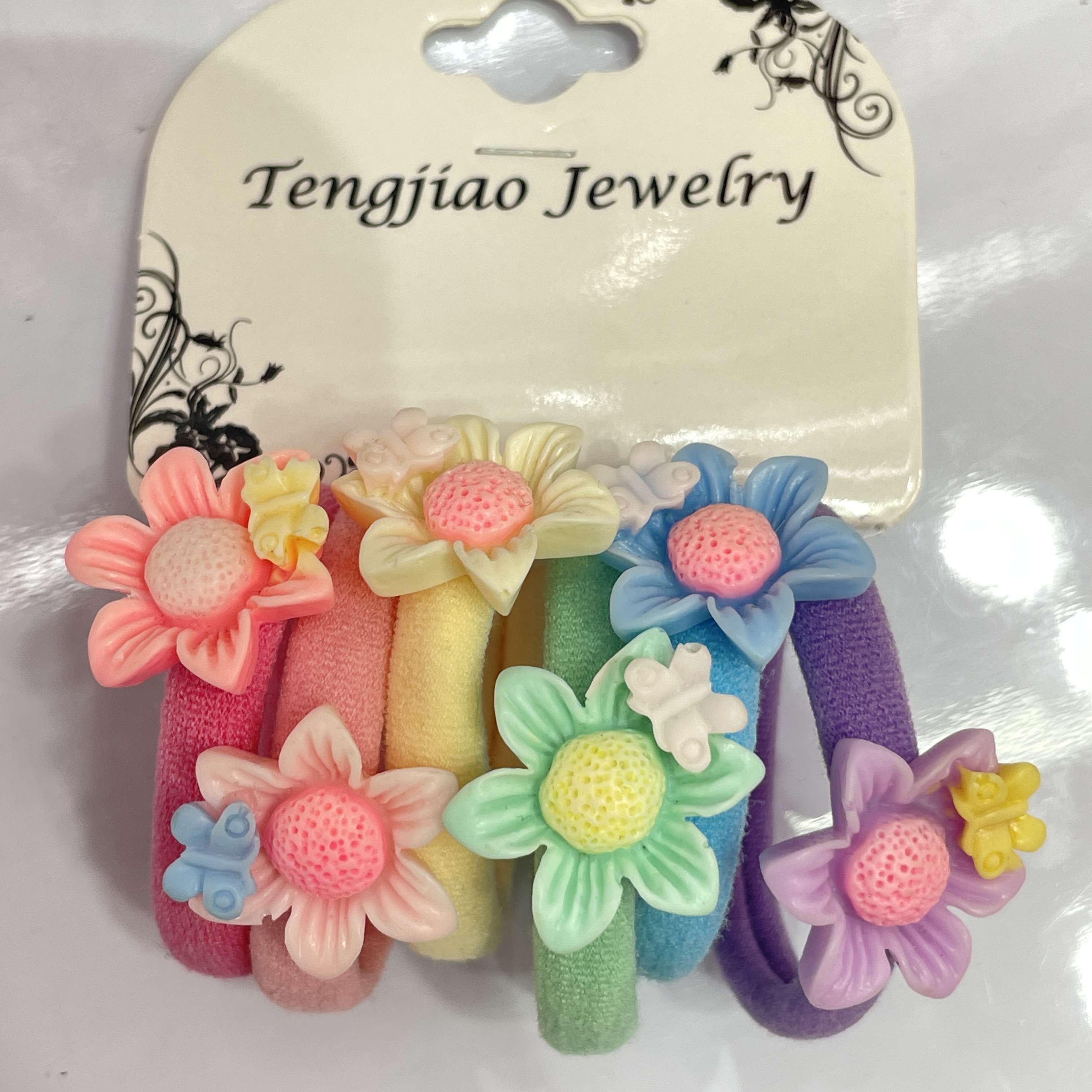 亮面彩色花朵diy树脂发绳发圈发夹抓夹发圈
