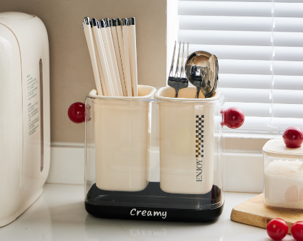 J06-6862 dopamine Light Luxury Chopstick Storage box, household plastic 筷笼 kitchen shelf, draining chopstick basket