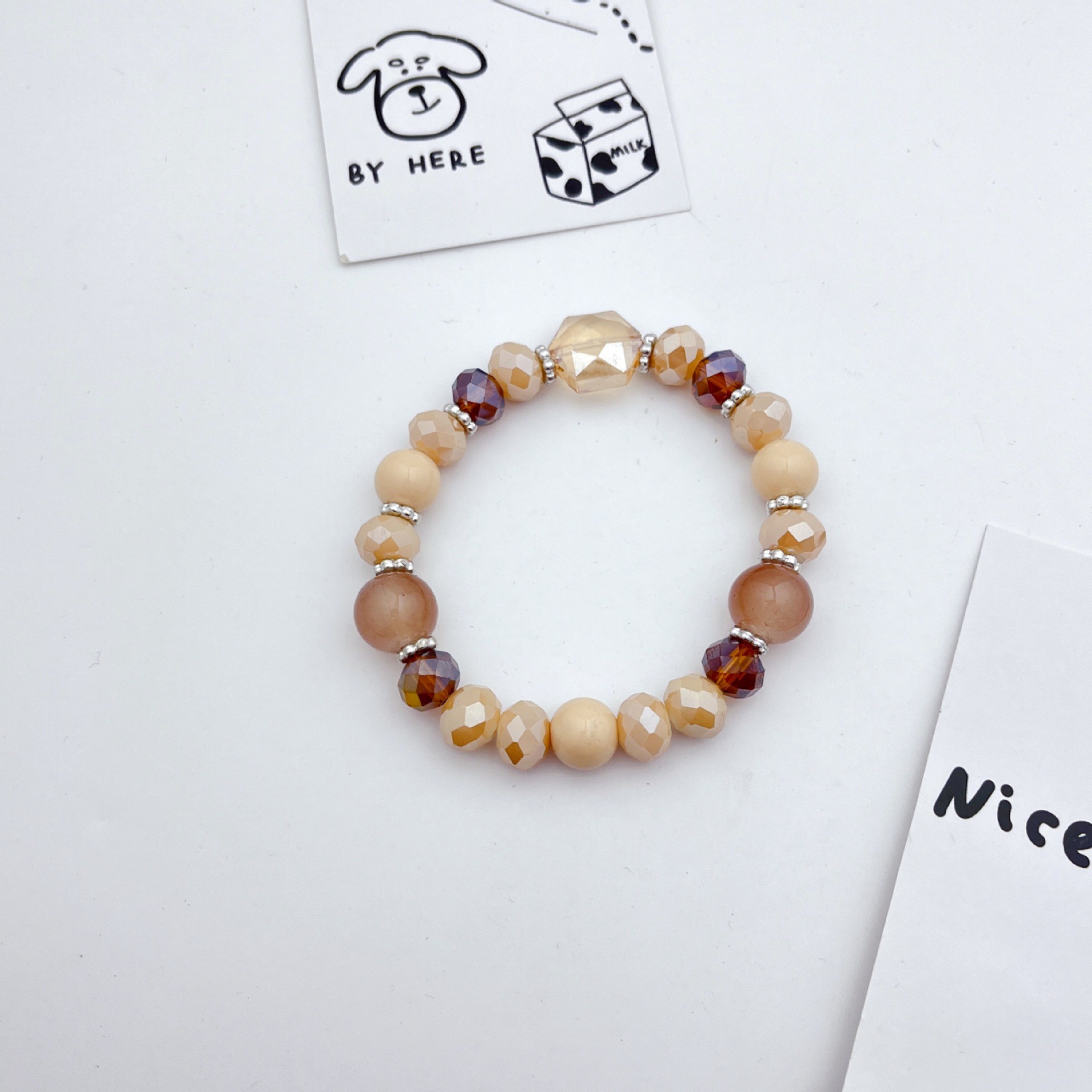 Cross-border simple hexagonal cut crystal beaded acrylic beaded necklace, resin colored beaded personalized bracelet details Picture