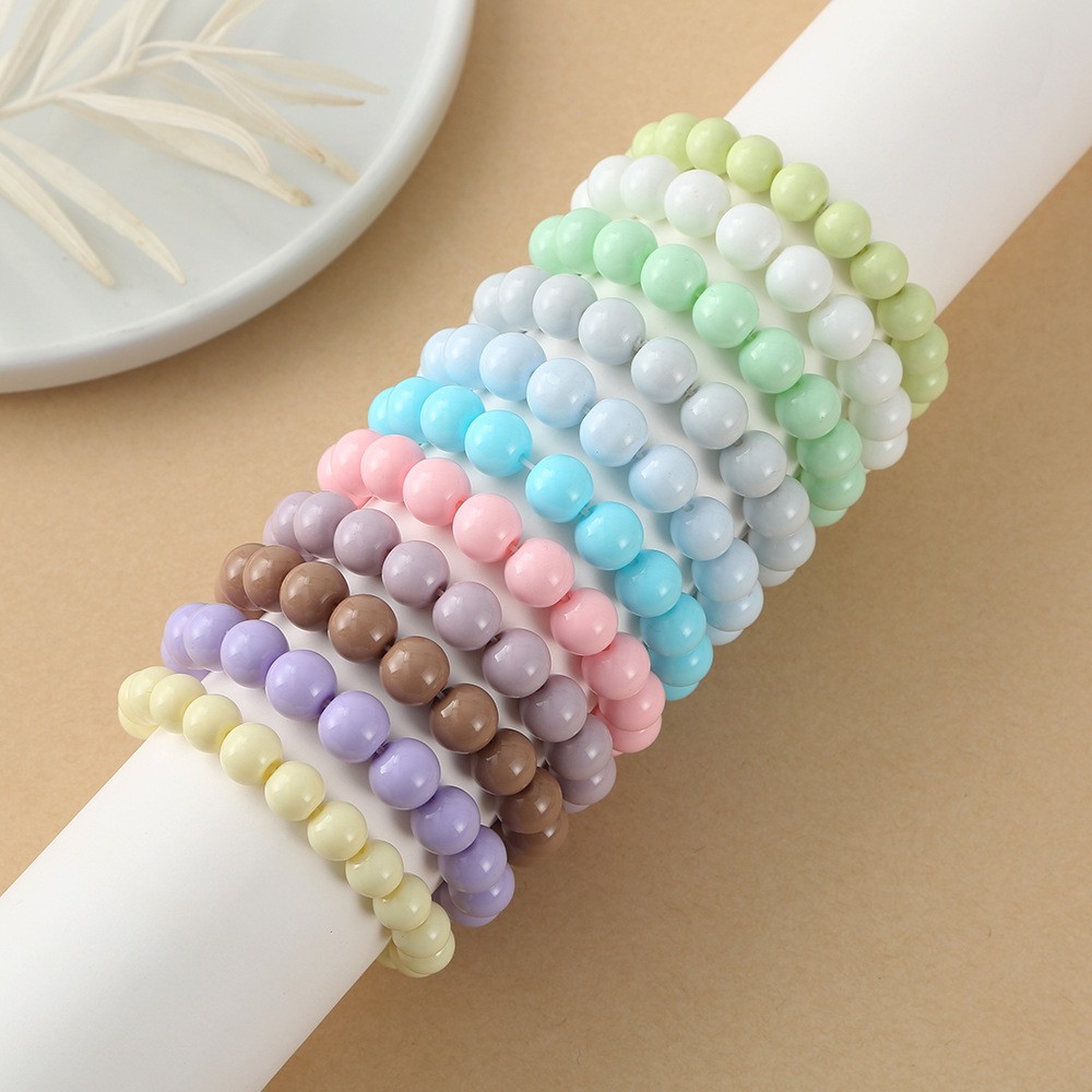 热销简约多色手串马卡龙彩珠手链仿菩提根手链渐变绕指柔手串