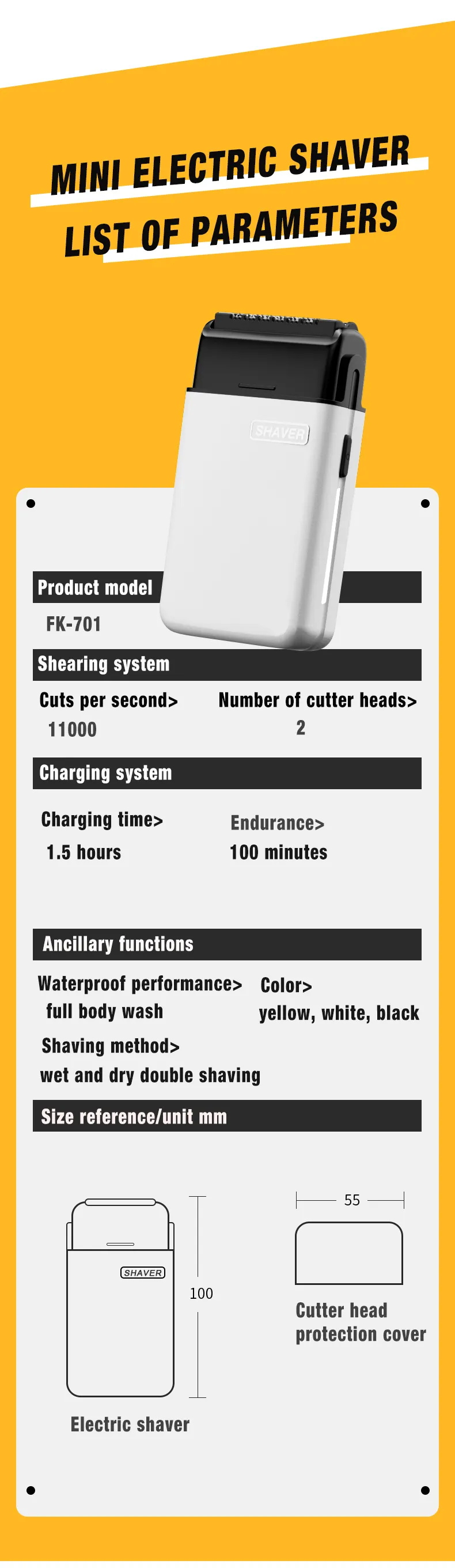 定制专业往复式迷你剃须刀KM-8701厂家价格干湿两用便携式迷你男士电动剃须刀详情13