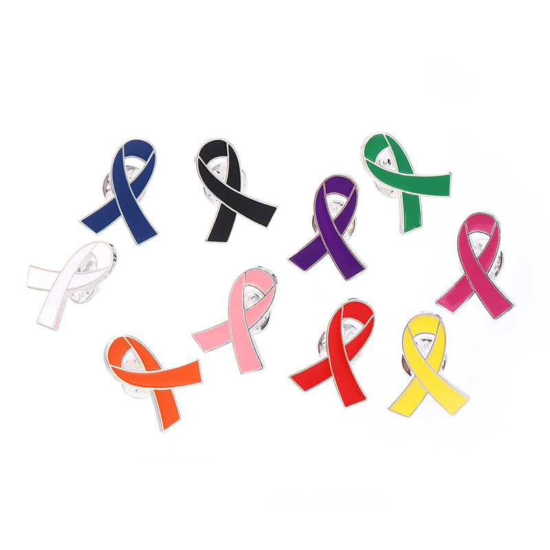 热销金属滴油多色丝带胸针艾滋徽章HIV国际符号公益活动宣传标产品图