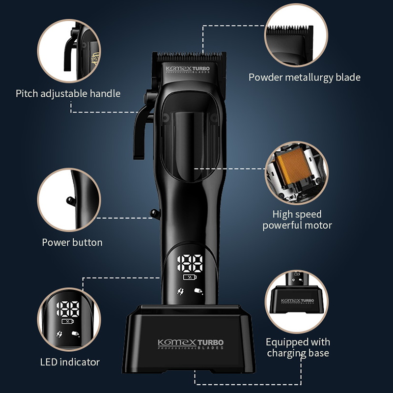 Factory-Customized Rechargeable Professional Brushless Motor Electric Hair Clipper, Men's Customized Electric Hair Clipper Specification drawing