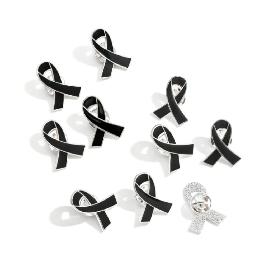 黑色丝带款别针纪念哀悼意识丝带别针翻领胸针装饰品