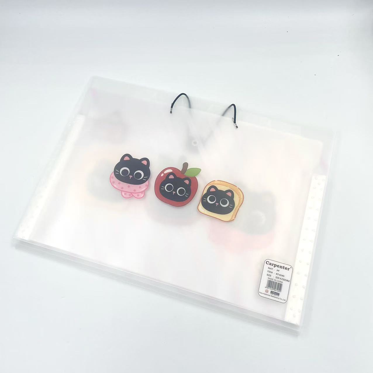 A4 Black Cat organ clip office supplies folder 8-grid rope buckle file folder for storing test paper bags pic 2