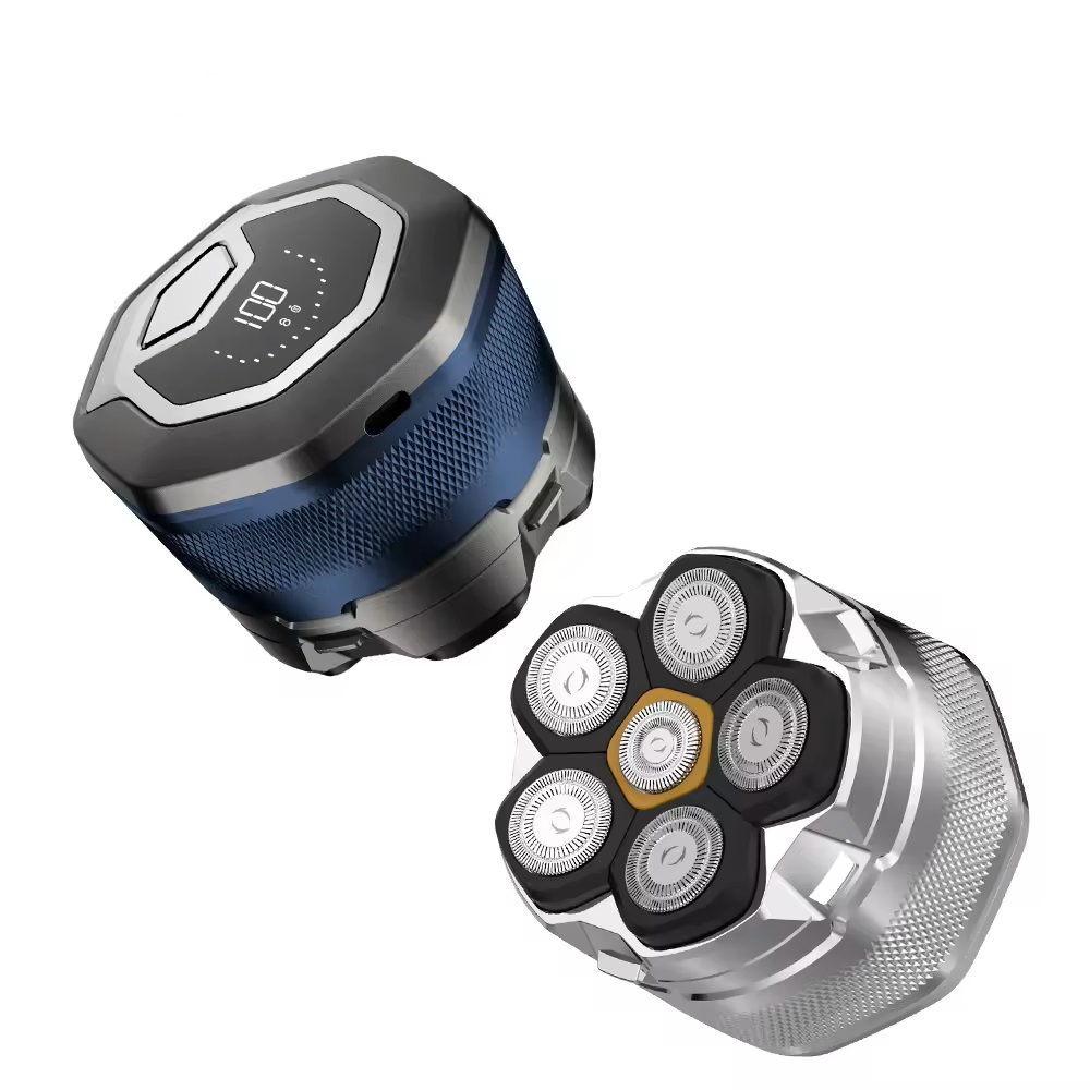 Customized Floating Rotating Electric Shaver Km-8750 With Powerful Battery, Waterproof Electric Shaver And Led Display For Bald Men Item Picture