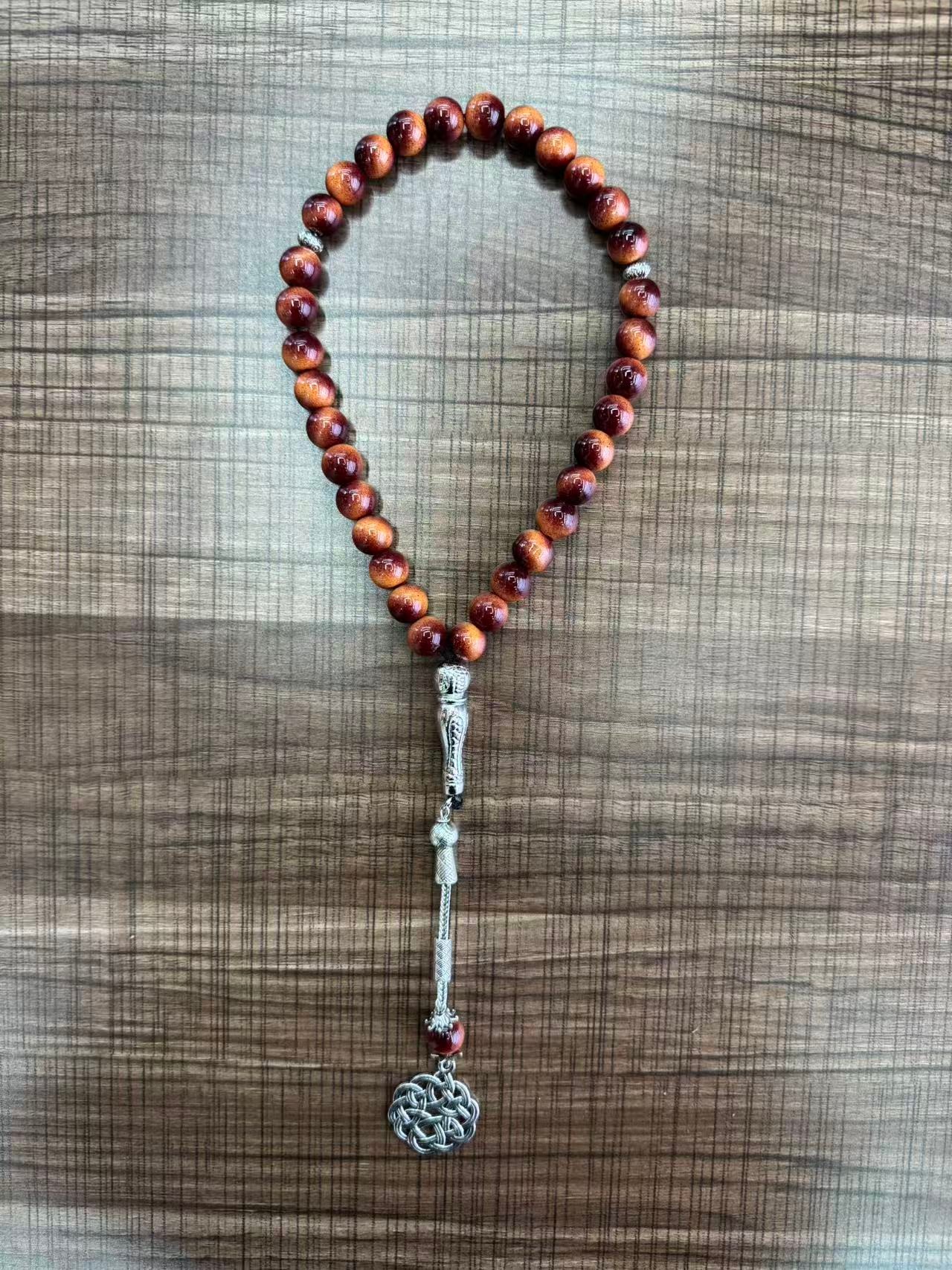 A new 33-piece hand-held prayer multi-color glass prayer bead from the Middle East details Picture