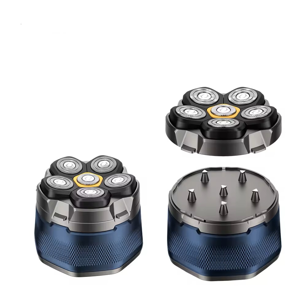 Customized Floating Rotating Electric Shaver Km-8750 With Powerful Battery, Waterproof Electric Shaver And Led Display For Bald Men Specification drawing