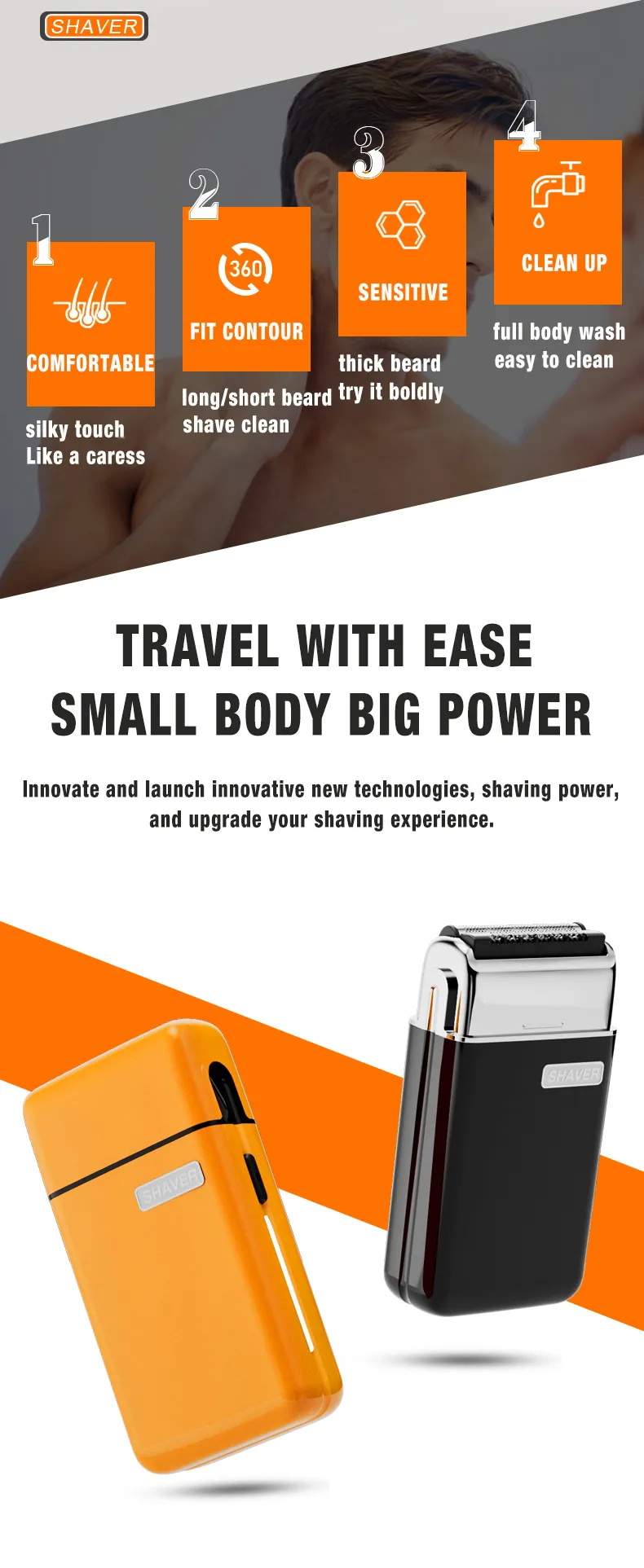 定制专业往复式迷你剃须刀KM-8701厂家价格干湿两用便携式迷你男士电动剃须刀详情3