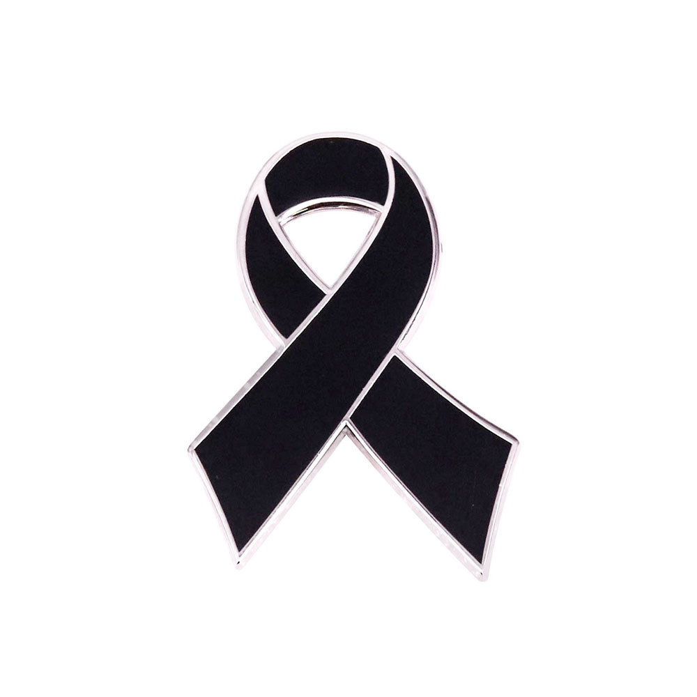 黑色丝带款别针纪念哀悼意识丝带别针翻领胸针装饰品产品图