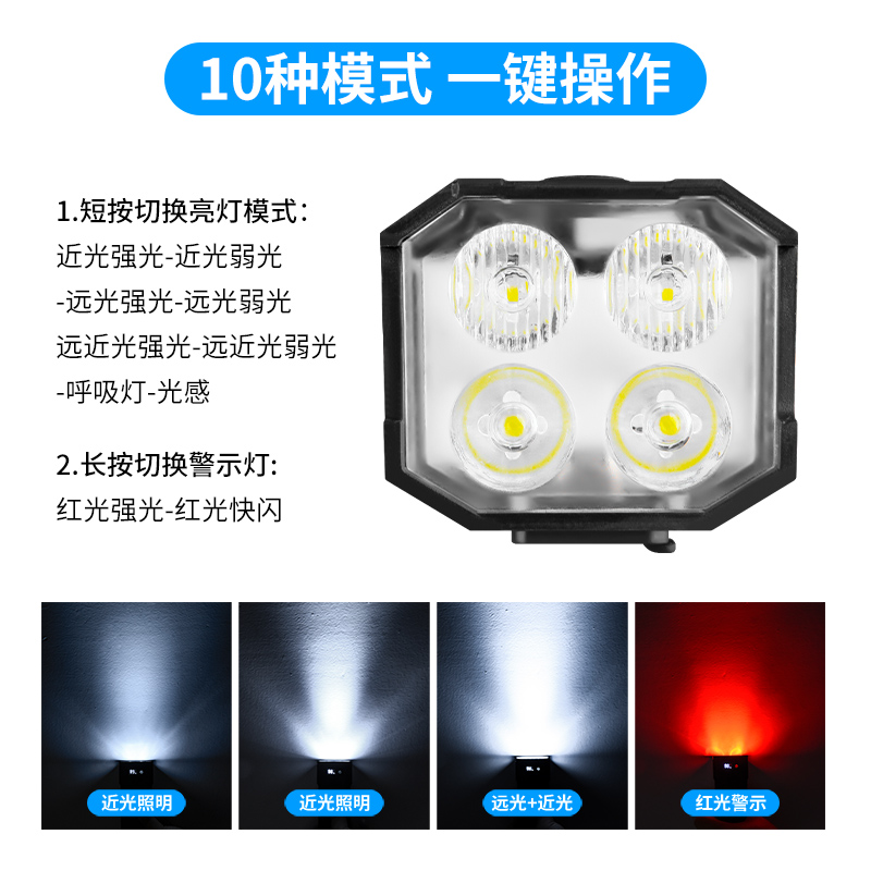 TQ02, TQ03 horn headlights, bicycle headlights, USB charging horn headlights, battery level display, mountain bike solar headlights, cycling lights, headlights, high-intensity flashlights Specification image