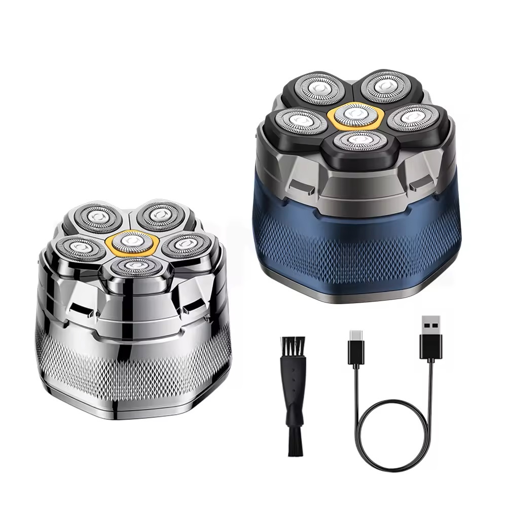 Customized Floating Rotating Electric Shaver Km-8750 With Powerful Battery, Waterproof Electric Shaver And Led Display For Bald Men
