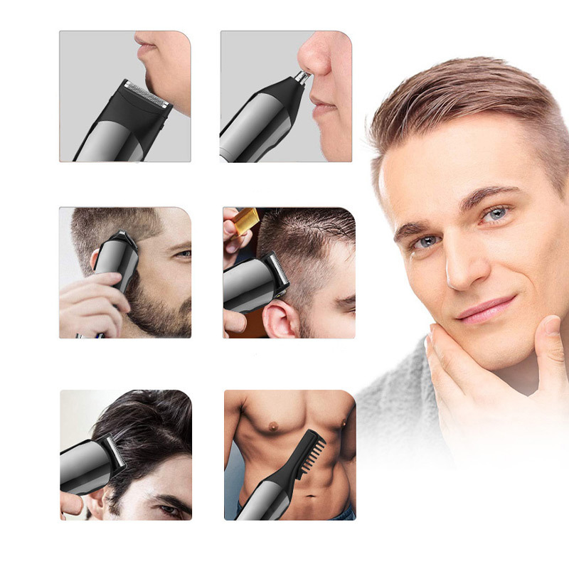 Customized 6-In-1 Multi-Functional Men's Electric Hair Clipper, Trimmer, Nose And Beard Razor Set, Men's Electric Hair Clipper Item Picture