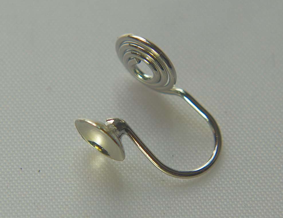 耳夹配件、diy耳环耳夹、蚊香耳夹+6mm圆杯/+焊铜圆片细节图