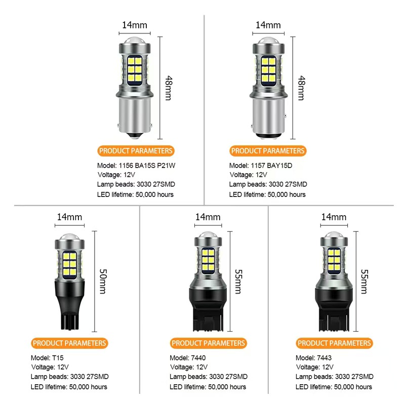 New car LED reverse light T15 3030 27smd turn signal can bus high-brightness flashing light Application Scenario