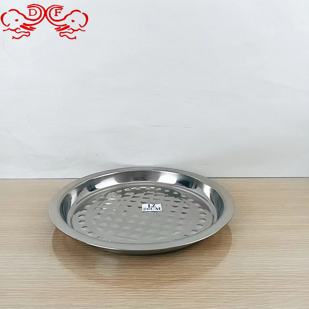 DF68361 New stainless steel large round plate, deepened and thickened sunflower plate tray, fruit plate printed set, shallow basin DF TRADINGHOUSE Specification image