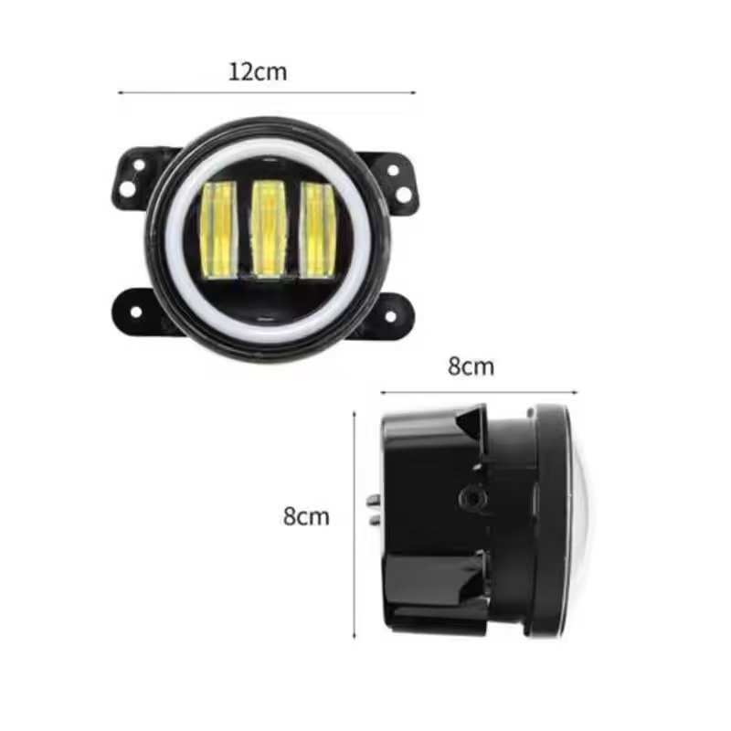俄罗斯汽车LED双色 4英寸天使眼雾灯牧马人高亮越野前杠装车灯详情1