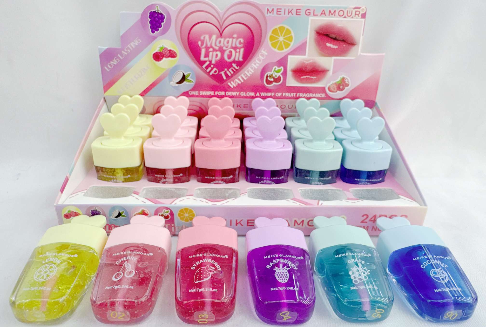 MEIKE GLAMOUR果香唇油唇彩水润光泽持久留香7g MK448有色唇彩浅