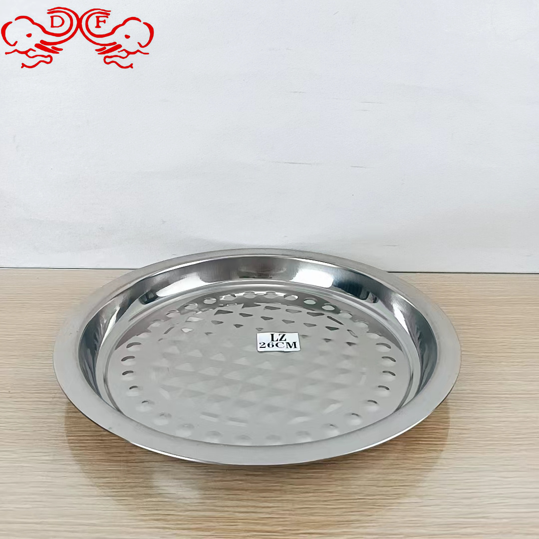 DF68361 New stainless steel large round plate, deepened and thickened sunflower plate tray, fruit plate printed set, shallow basin DF TRADINGHOUSE