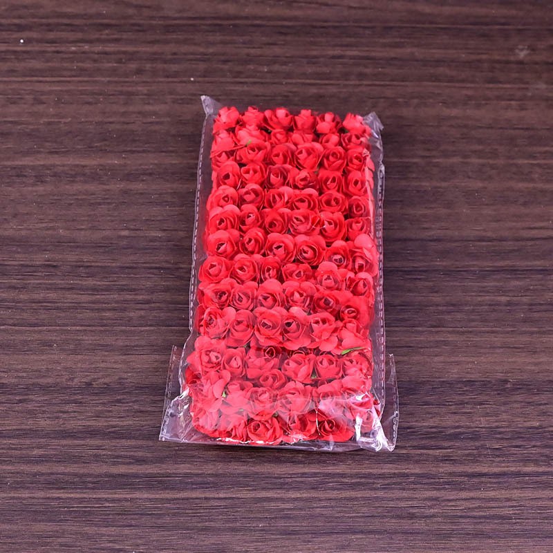 1.5cm中号小纸花玫瑰花婚庆喜糖盒礼品装饰仿真干花手工小花艺白底实物图
