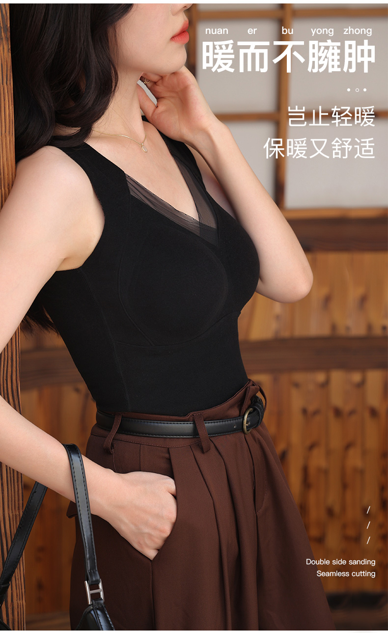 女士、无痕.免穿内衣.保暖德绒背心女装详情图4