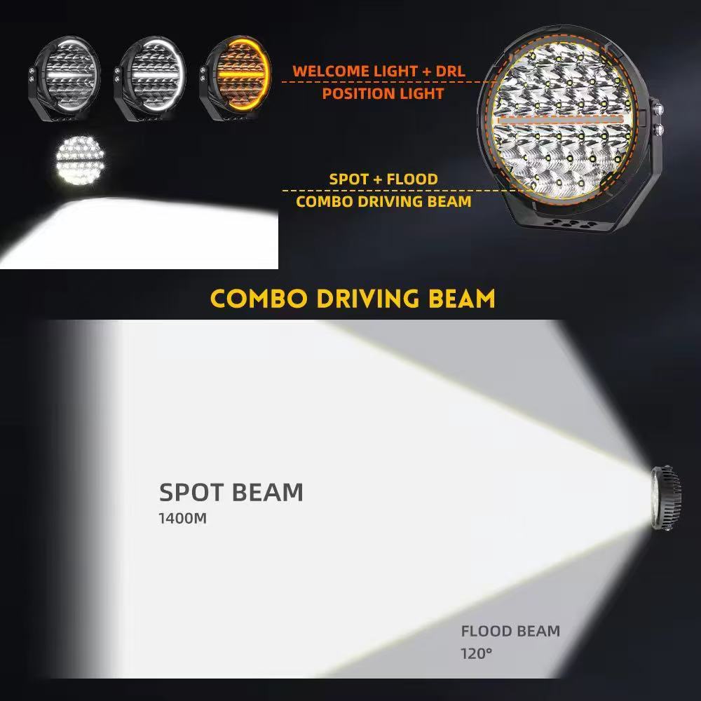 Car spotlights, off-road vehicle lights, car work lights, led spotlights installed on the front bumper, 9-inch LED work lights from Ouka Item Picture