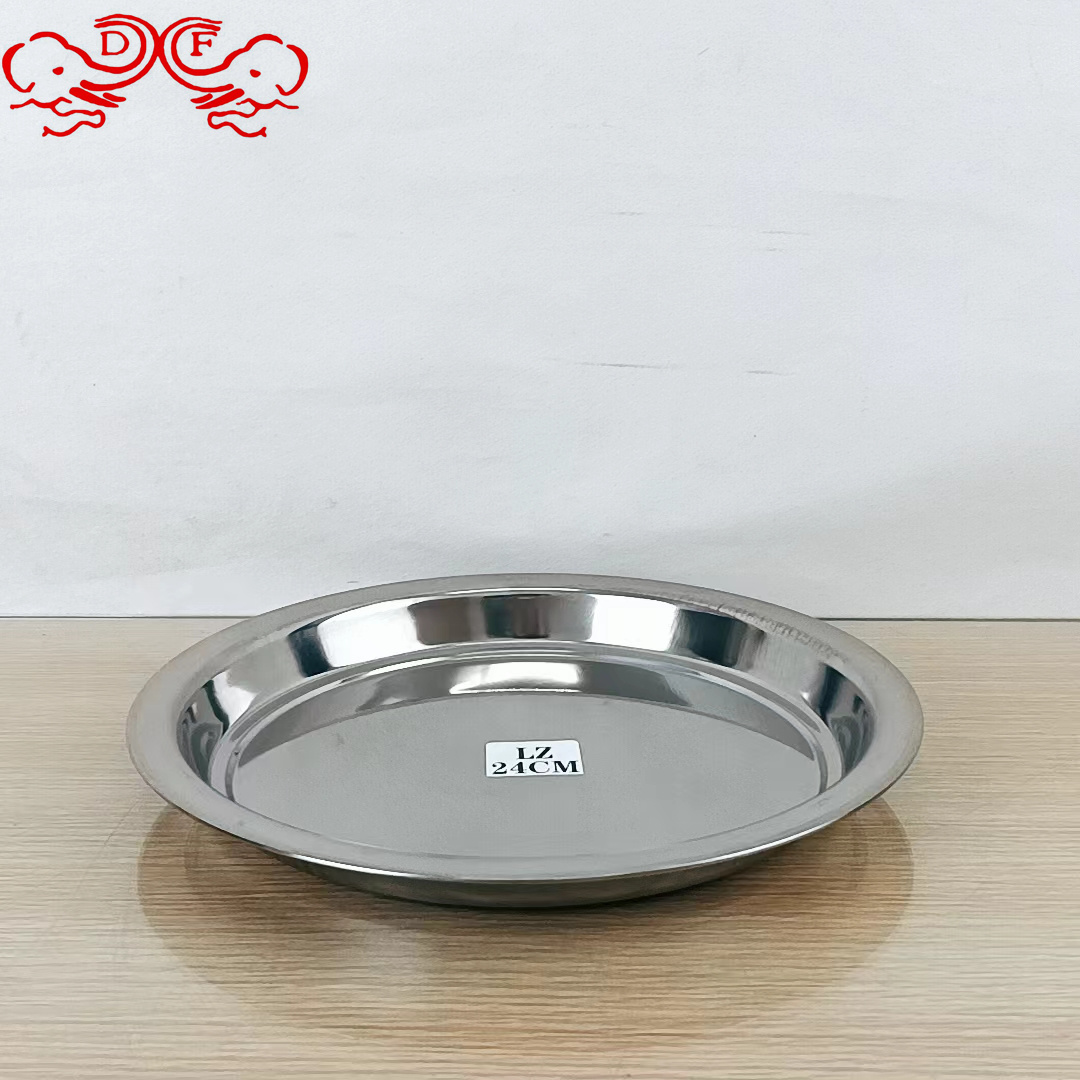 DF68361 New stainless steel large round plate, deepened and thickened sunflower plate tray, fruit plate printed set, shallow basin DF TRADINGHOUSE Item Picture