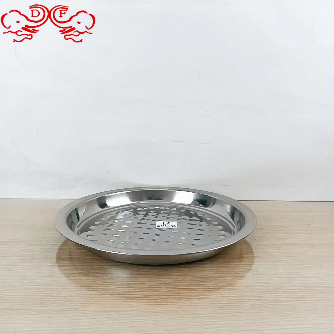 DF68361 New stainless steel large round plate, deepened and thickened sunflower plate tray, fruit plate printed set, shallow basin DF TRADINGHOUSE details Picture
