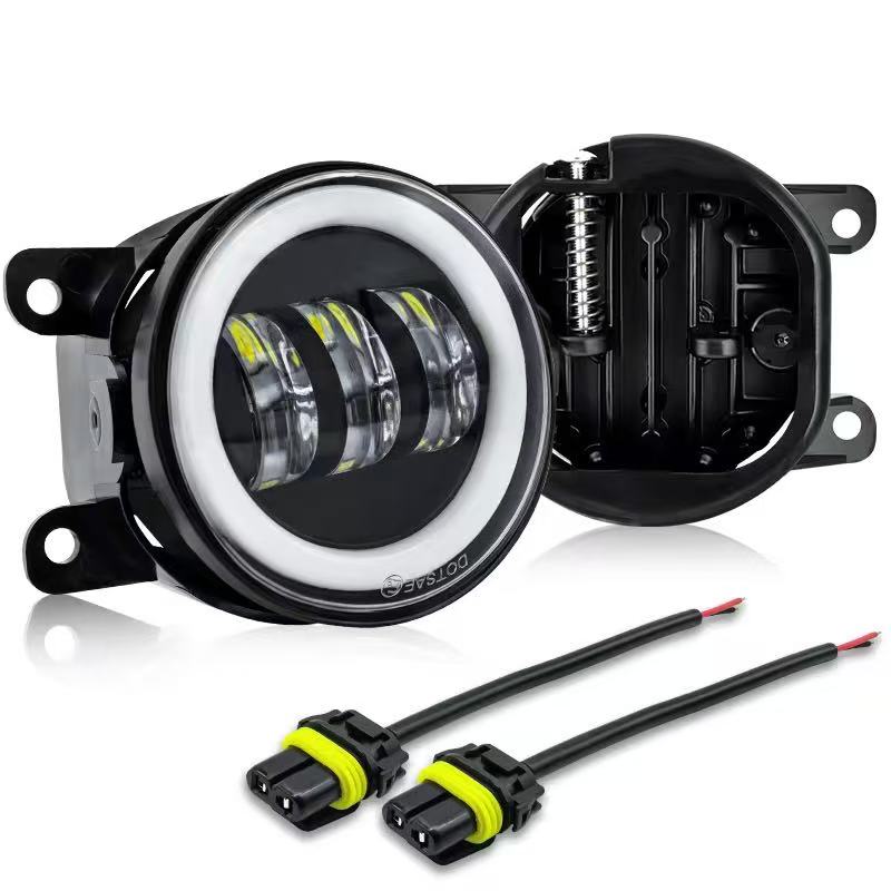 俄罗斯汽车LED双色 4英寸天使眼雾灯牧马人高亮越野前杠装车灯详情4