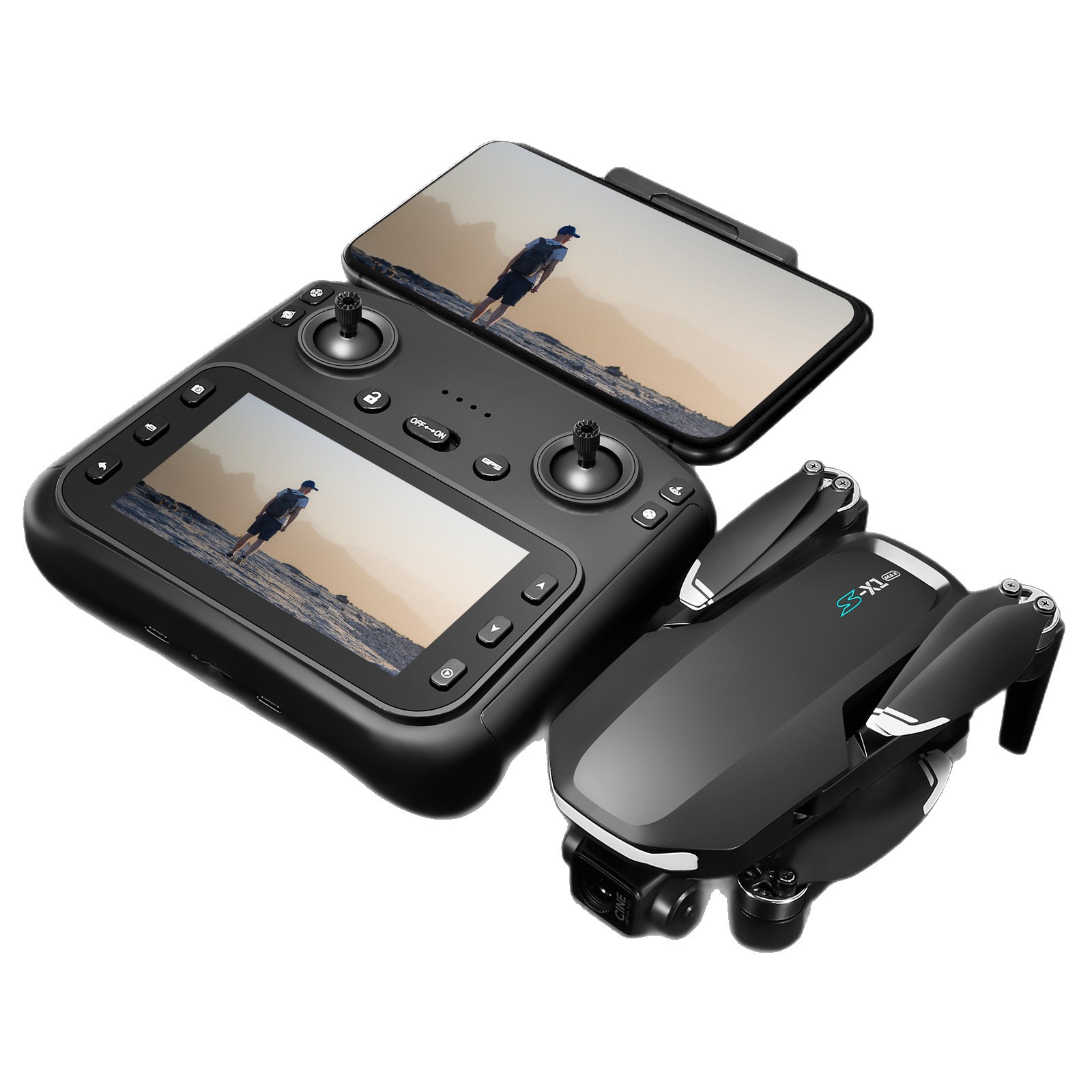 Brushless aerial photography drone, three-axis gimbal self-stabilizing quadcopter, GPS positioning remote control, 50 frames S-X1 Item Picture