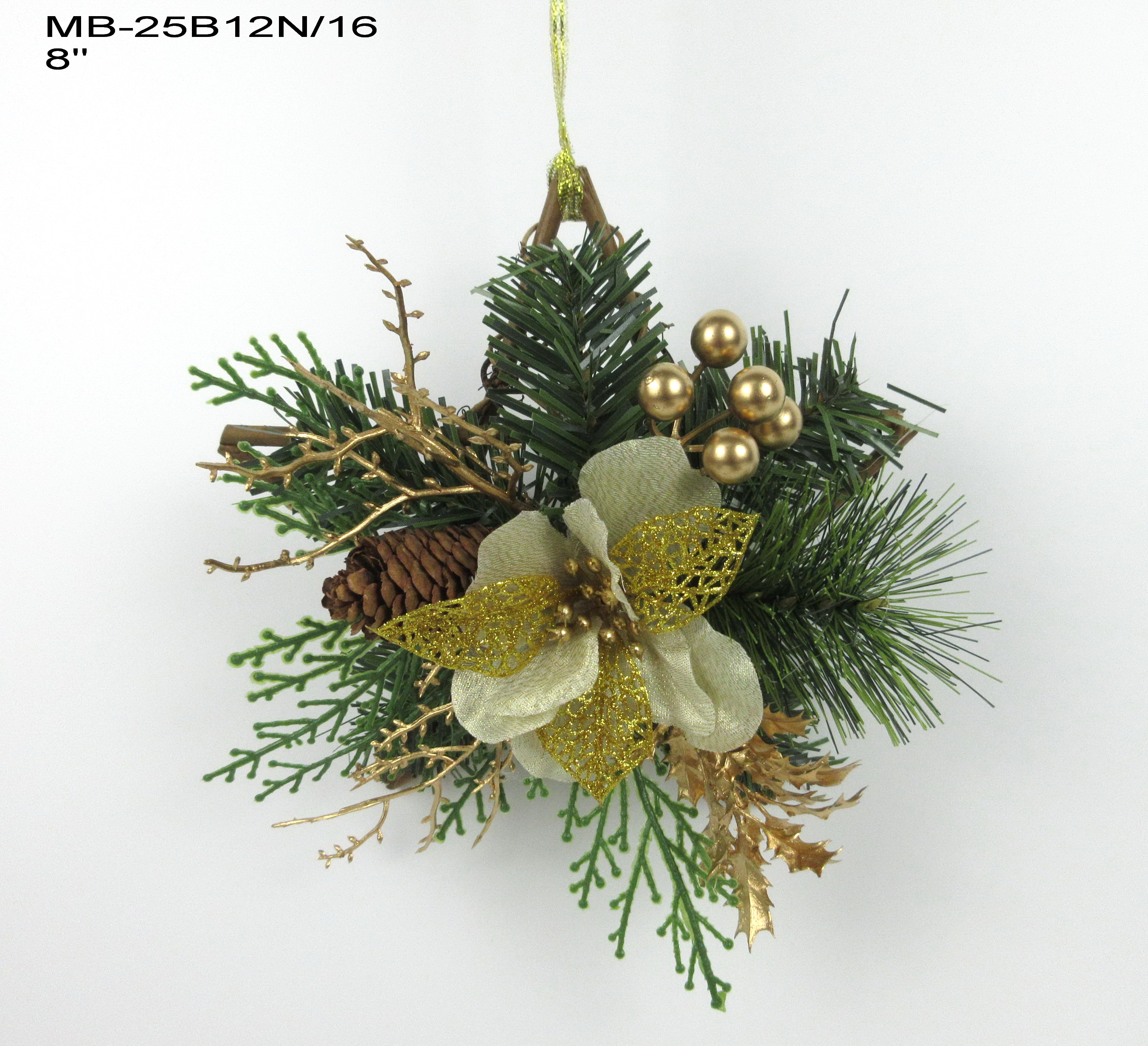 8‘’圣诞藤编加塑料插枝仿真花挂件装饰品详情3