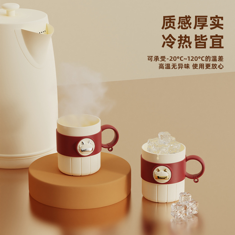 T54-TH-6201 New creative Cartoon Domilon washbasin Cup with Handle thickened brushing cup for dormitory Application Scenario