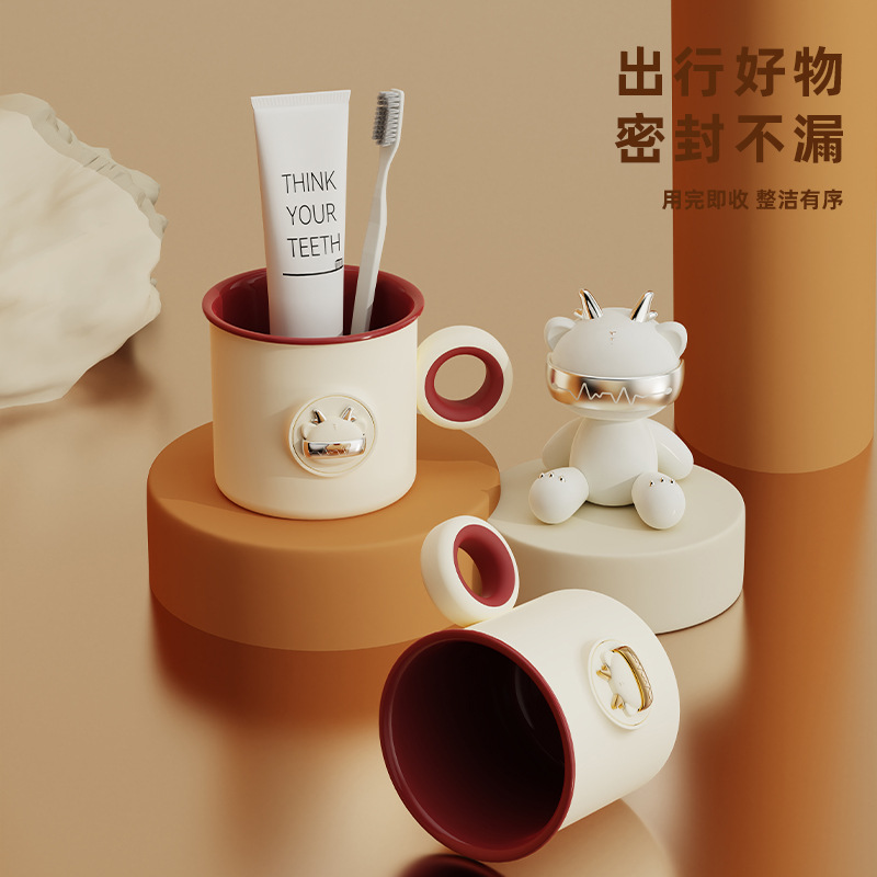 T54-TH-6200 Cute Cartoon Tooth-brushing Cup, creative double-layer drinking cup for boys and girls, Domi Longshu details Picture
